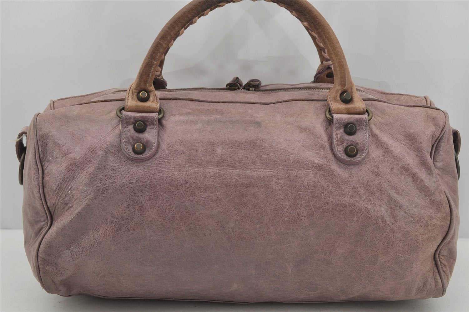 Authentic BALENCIAGA Classic Twiggy 2Way Hand Bag Leather 128523 Purple 4200J