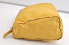 Authentic PRADA VELA Nylon Tessuto Leather Pouch Purse MV11 Yellow 4201K