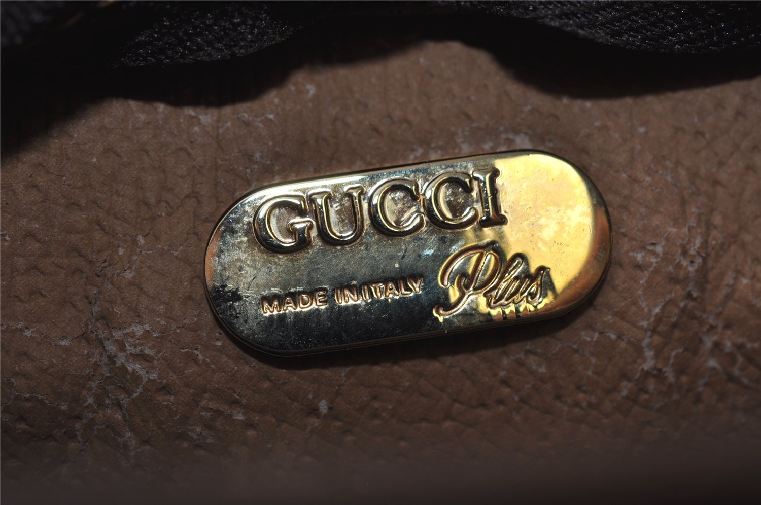 Authentic GUCCI GG Plus Shoulder Cross Body Bag Purse PVC Leather Brown 4202I