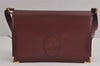 Authentic Cartier Must de Cartier Leather Shoulder Cross Bag Bordeaux Red 4202J