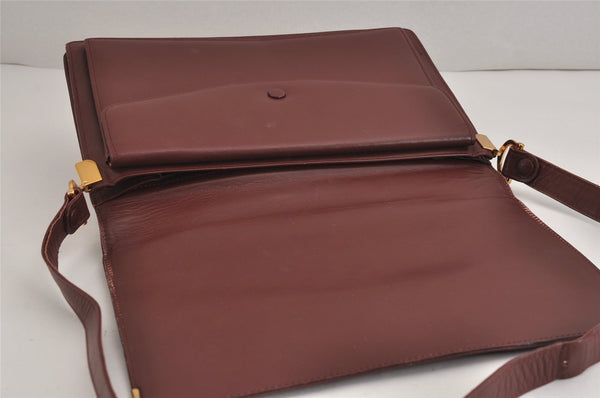 Authentic Cartier Must de Cartier Leather Shoulder Cross Bag Bordeaux Red 4202J