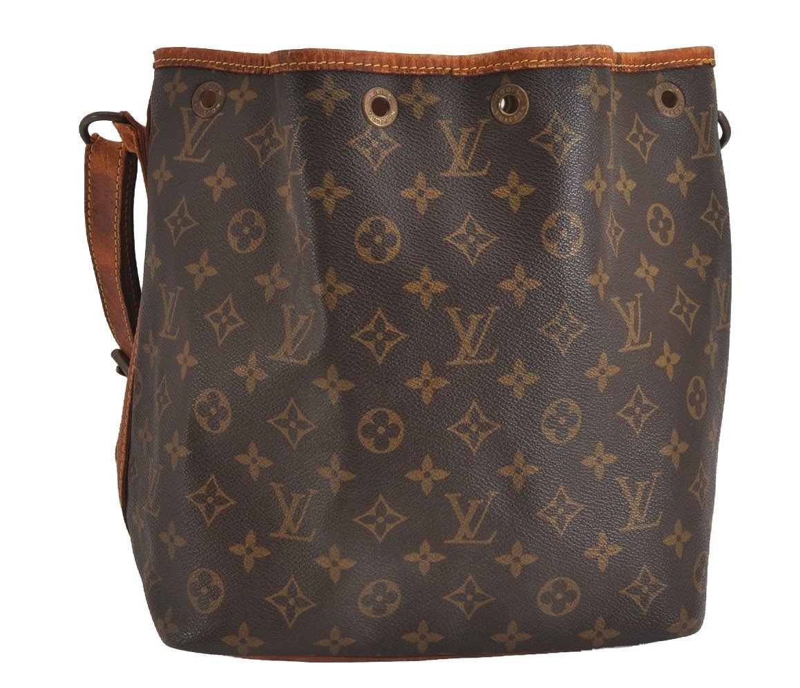 Authentic Louis Vuitton Monogram Petit Noe M42226 Shoulder Drawstring Bag 4203J