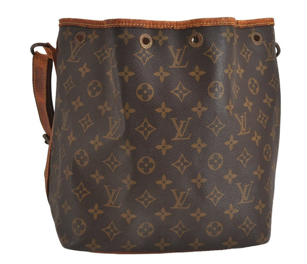 Authentic Louis Vuitton Monogram Petit Noe M42226 Shoulder Drawstring Bag 4203J