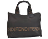 Authentic FENDI Vintage Nylon Leather Tote Hand Bag Purse Black 4203K