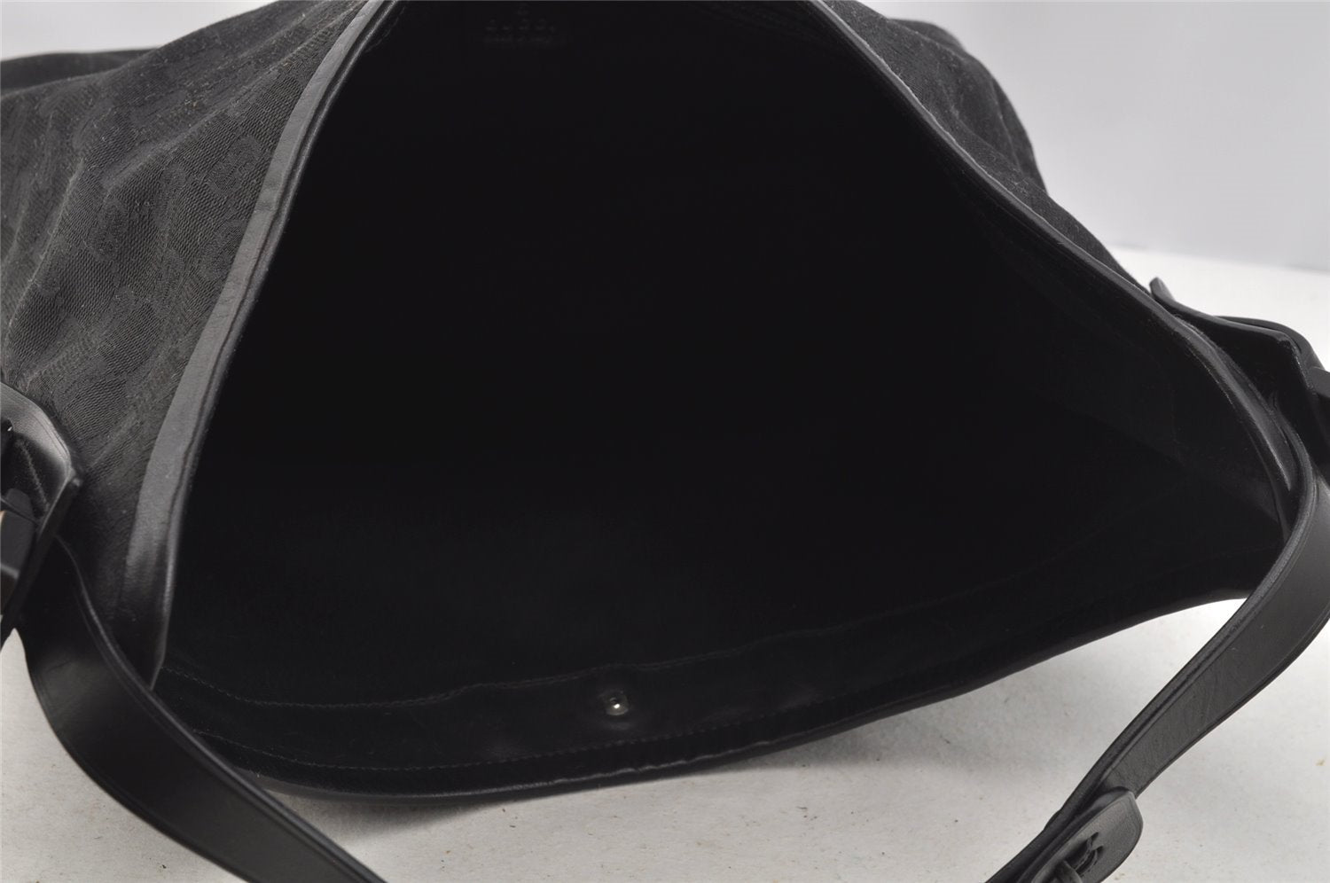 Authentic GUCCI Vintage Shoulder Tote Bag GG Canvas Leather 106242 Black 4205I