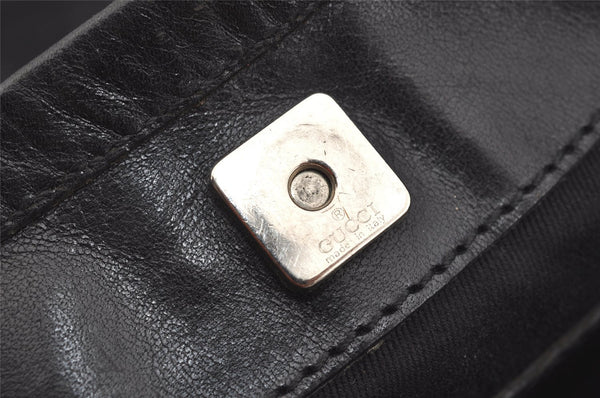 Authentic GUCCI Vintage Shoulder Tote Bag GG Canvas Leather 106242 Black 4205I