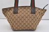 Authentic GUCCI Web Sherry Line Tote Hand Bag GG Canvas Leather Brown 4206J