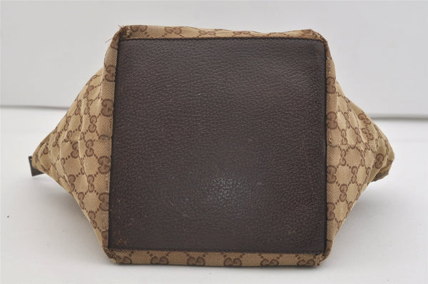 Authentic GUCCI Web Sherry Line Tote Hand Bag GG Canvas Leather Brown 4206J