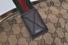 Authentic GUCCI Web Sherry Line Tote Hand Bag GG Canvas Leather Brown 4206J