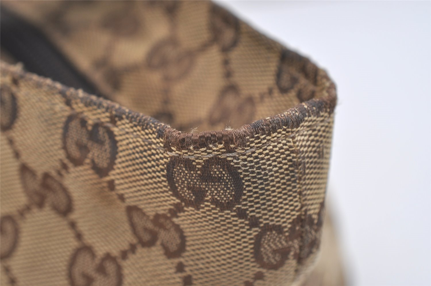 Authentic GUCCI Web Sherry Line Tote Hand Bag GG Canvas Leather Brown 4206J