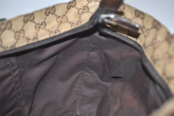 Authentic GUCCI Web Sherry Line Tote Hand Bag GG Canvas Leather Brown 4206J