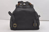 Authentic GUCCI Vintage Bamboo Drawstring Backpack Purse Leather Black 4207J