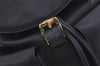 Authentic GUCCI Vintage Bamboo Drawstring Backpack Purse Leather Black 4207J