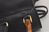 Authentic GUCCI Vintage Bamboo Drawstring Backpack Purse Leather Black 4207J
