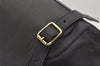 Authentic GUCCI Vintage Bamboo Drawstring Backpack Purse Leather Black 4207J