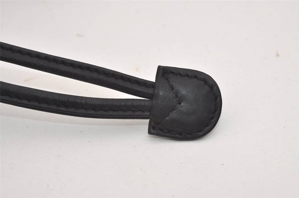 Authentic GUCCI Vintage Bamboo Drawstring Backpack Purse Leather Black 4207J