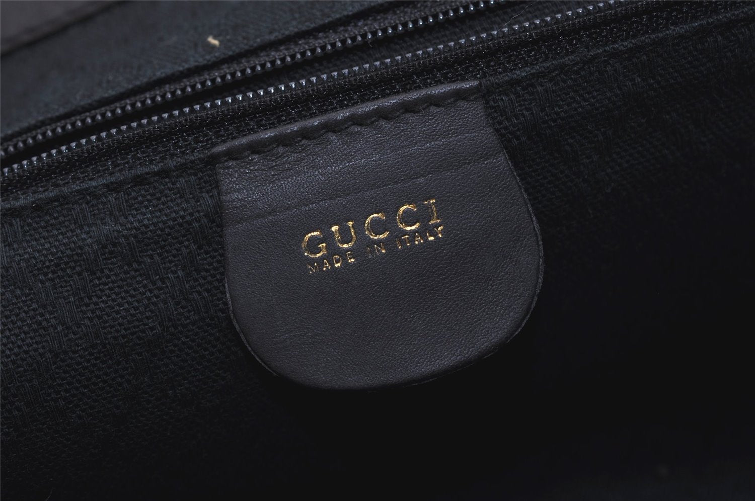 Authentic GUCCI Vintage Bamboo Drawstring Backpack Purse Leather Black 4207J