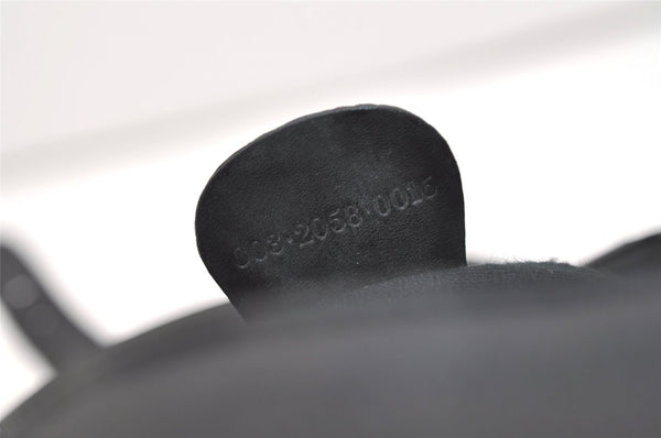 Authentic GUCCI Vintage Bamboo Drawstring Backpack Purse Leather Black 4207J