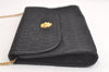 Authentic Christian Dior Honeycomb Shoulder Bag Chain Canvas Leather Black 4209K
