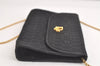 Authentic Christian Dior Honeycomb Shoulder Bag Chain Canvas Leather Black 4209K
