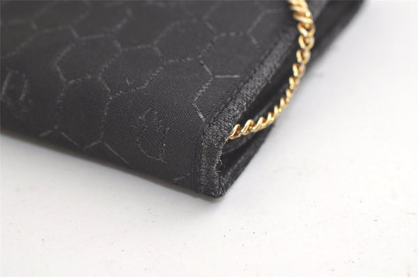 Authentic Christian Dior Honeycomb Shoulder Bag Chain Canvas Leather Black 4209K