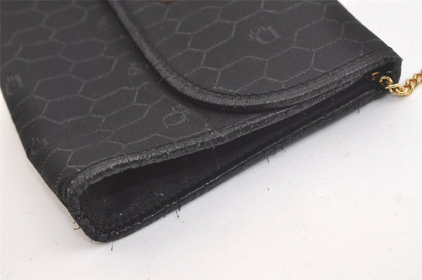 Authentic Christian Dior Honeycomb Shoulder Bag Chain Canvas Leather Black 4209K