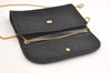 Authentic Christian Dior Honeycomb Shoulder Bag Chain Canvas Leather Black 4209K