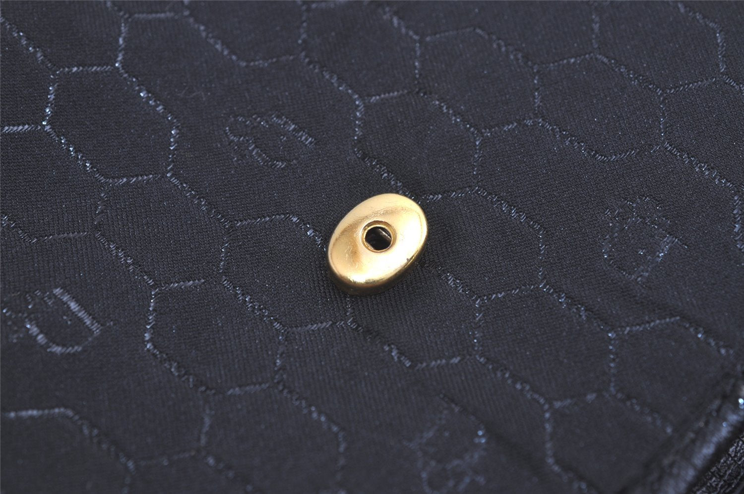 Authentic Christian Dior Honeycomb Shoulder Bag Chain Canvas Leather Black 4209K