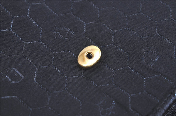Authentic Christian Dior Honeycomb Shoulder Bag Chain Canvas Leather Black 4209K