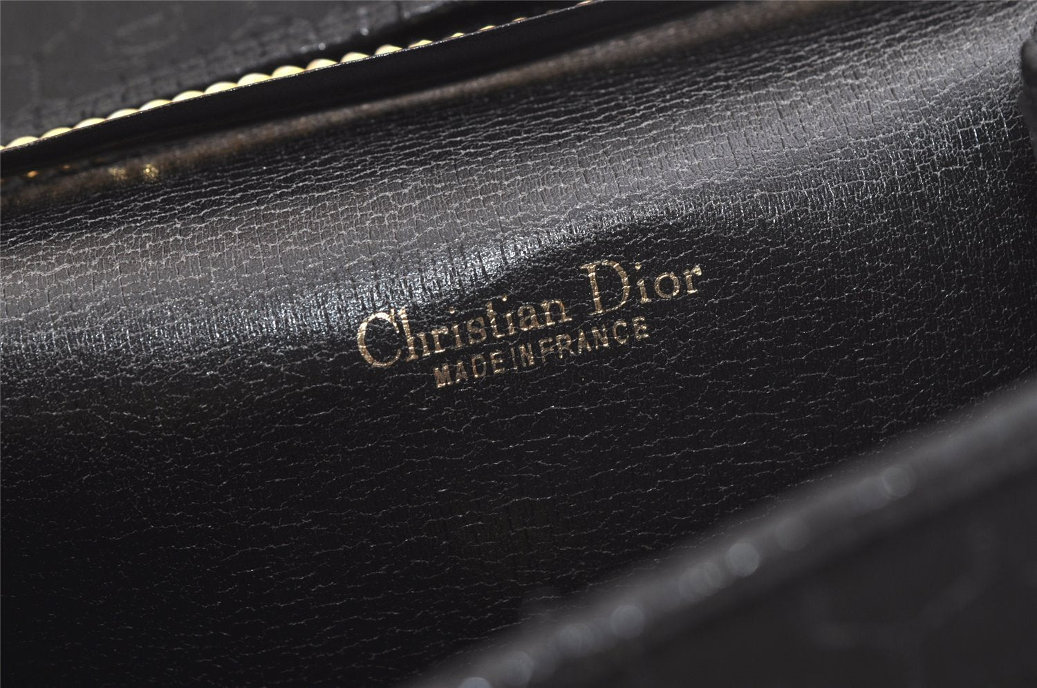 Authentic Christian Dior Honeycomb Shoulder Bag Chain Canvas Leather Black 4209K