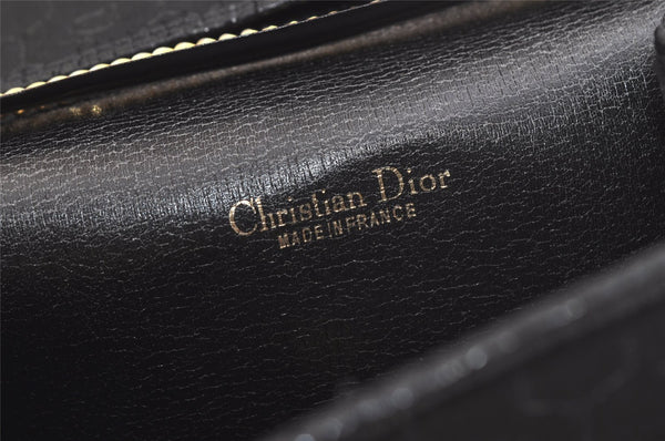Authentic Christian Dior Honeycomb Shoulder Bag Chain Canvas Leather Black 4209K