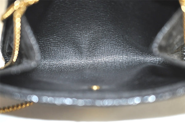 Authentic Christian Dior Honeycomb Shoulder Bag Chain Canvas Leather Black 4209K