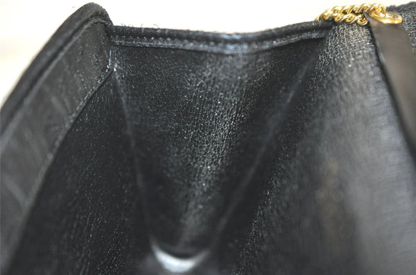 Authentic Christian Dior Honeycomb Shoulder Bag Chain Canvas Leather Black 4209K