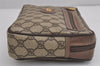 Authentic GUCCI Vintage Clutch Hand Bag Purse GG PVC Leather Brown 4210J