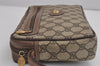 Authentic GUCCI Vintage Clutch Hand Bag Purse GG PVC Leather Brown 4210J