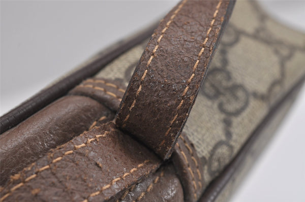 Authentic GUCCI Vintage Clutch Hand Bag Purse GG PVC Leather Brown 4210J