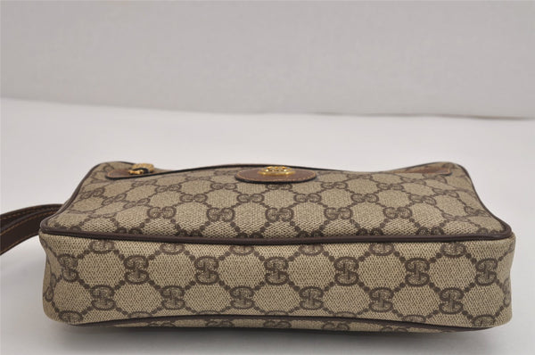 Authentic GUCCI Vintage Clutch Hand Bag Purse GG PVC Leather Brown 4210J