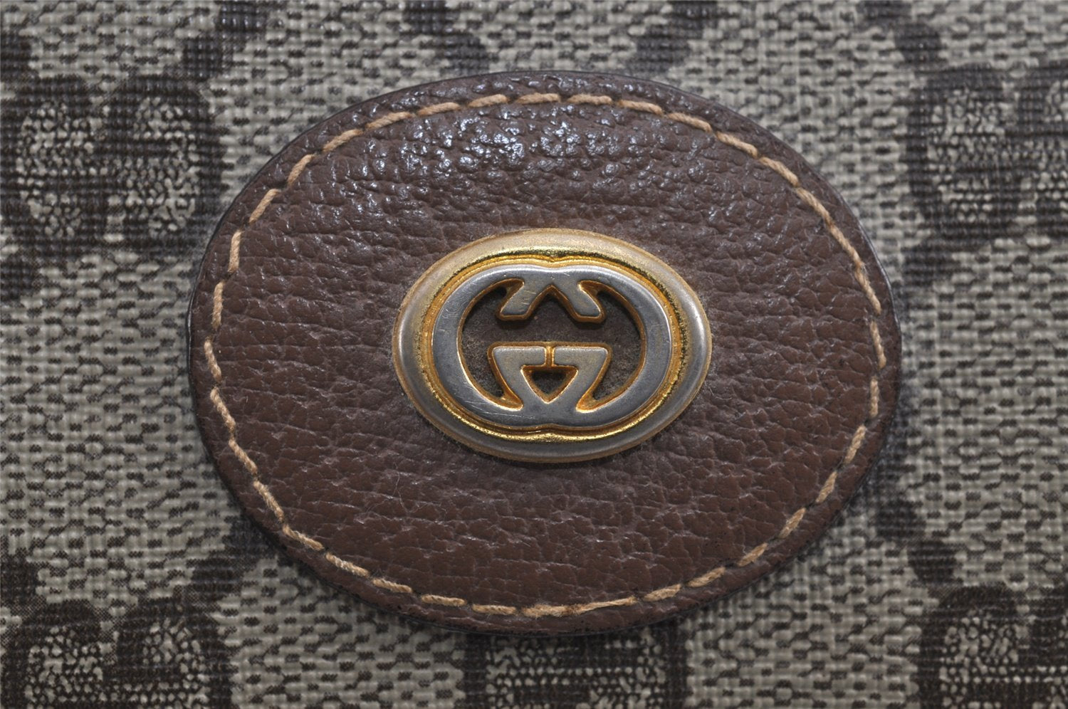 Authentic GUCCI Vintage Clutch Hand Bag Purse GG PVC Leather Brown 4210J