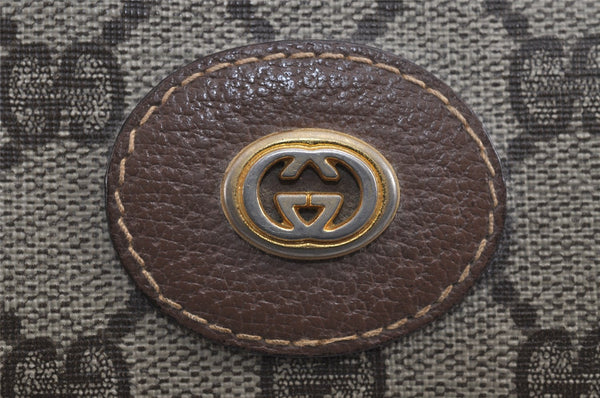 Authentic GUCCI Vintage Clutch Hand Bag Purse GG PVC Leather Brown 4210J