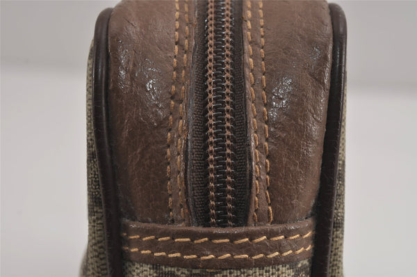 Authentic GUCCI Vintage Clutch Hand Bag Purse GG PVC Leather Brown 4210J