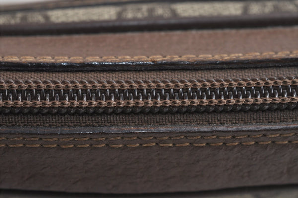 Authentic GUCCI Vintage Clutch Hand Bag Purse GG PVC Leather Brown 4210J