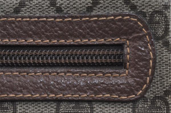 Authentic GUCCI Vintage Clutch Hand Bag Purse GG PVC Leather Brown 4210J