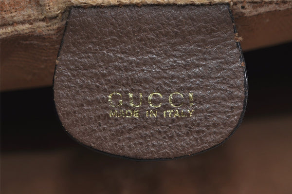 Authentic GUCCI Vintage Clutch Hand Bag Purse GG PVC Leather Brown 4210J