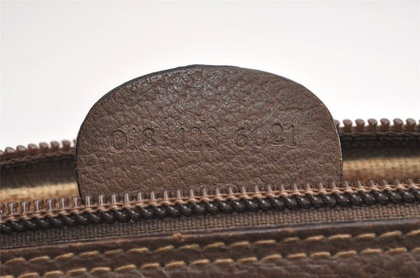 Authentic GUCCI Vintage Clutch Hand Bag Purse GG PVC Leather Brown 4210J