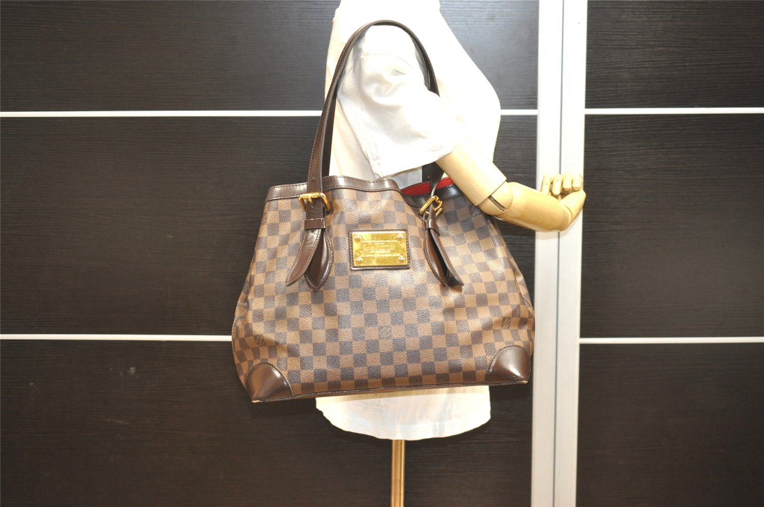 Authentic Louis Vuitton Damier Hampstead MM Shoulder Tote Bag N51204 LV 4211I