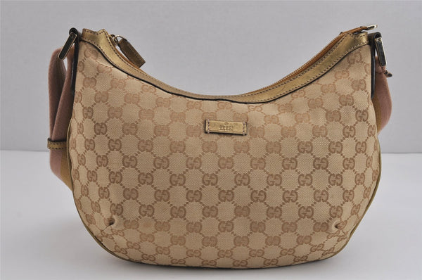 Auth GUCCI Sherry Line Shoulder Cross Bag GG Canvas Leather 181092 Beige 4212J