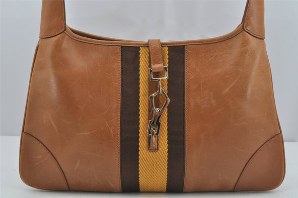 Authentic GUCCI Sherry Line Shoulder Bag Kandinsky Leather 0014057 Brown 4213J