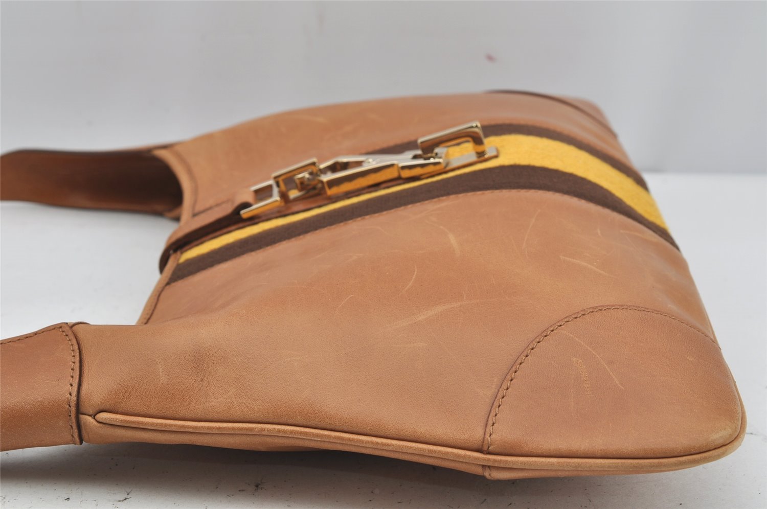 Authentic GUCCI Sherry Line Shoulder Bag Kandinsky Leather 0014057 Brown 4213J