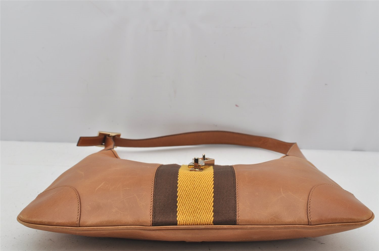 Authentic GUCCI Sherry Line Shoulder Bag Kandinsky Leather 0014057 Brown 4213J