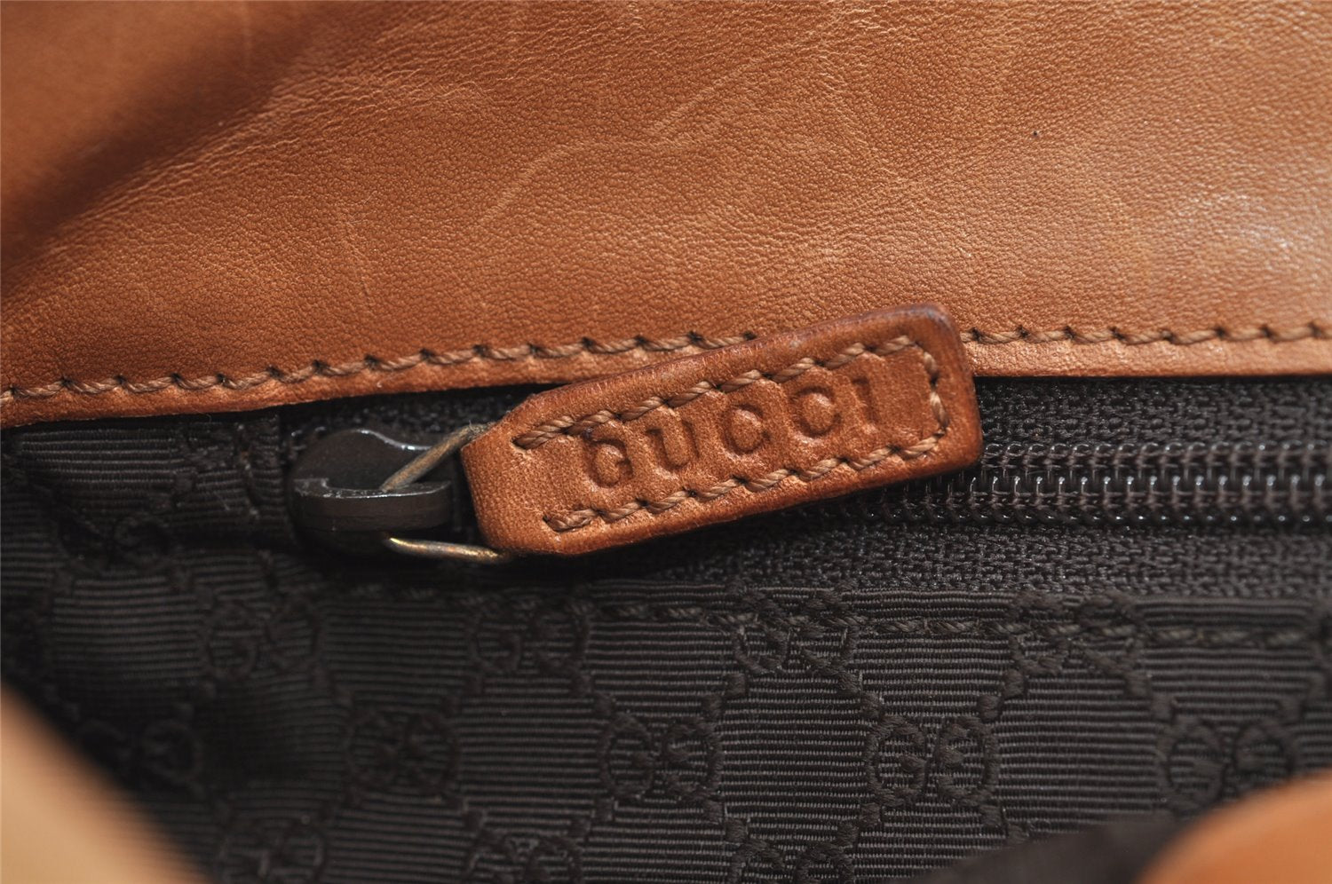 Authentic GUCCI Sherry Line Shoulder Bag Kandinsky Leather 0014057 Brown 4213J